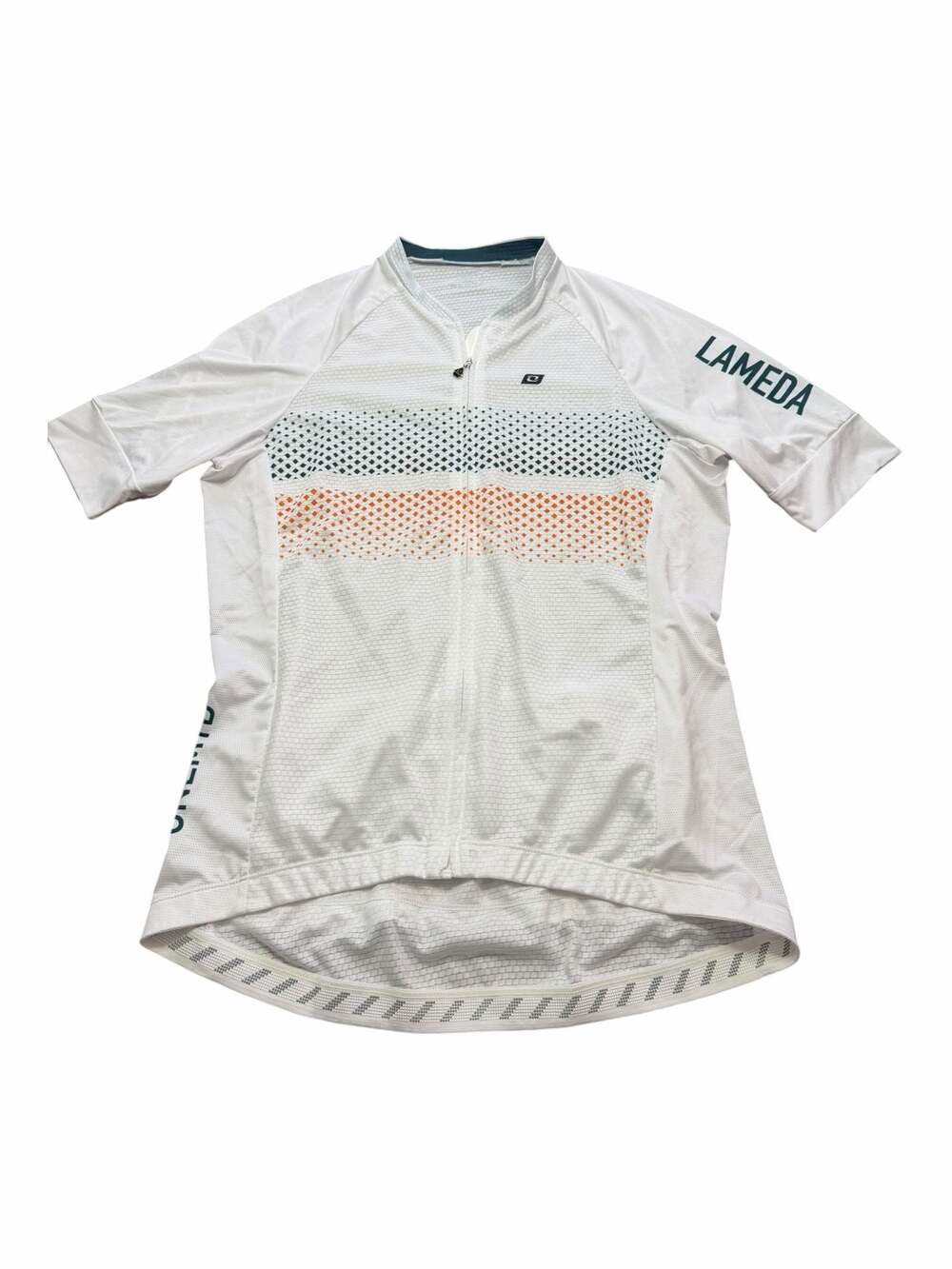 Lameda Short Sleeve Cycling Jersey White Orange Green Size L